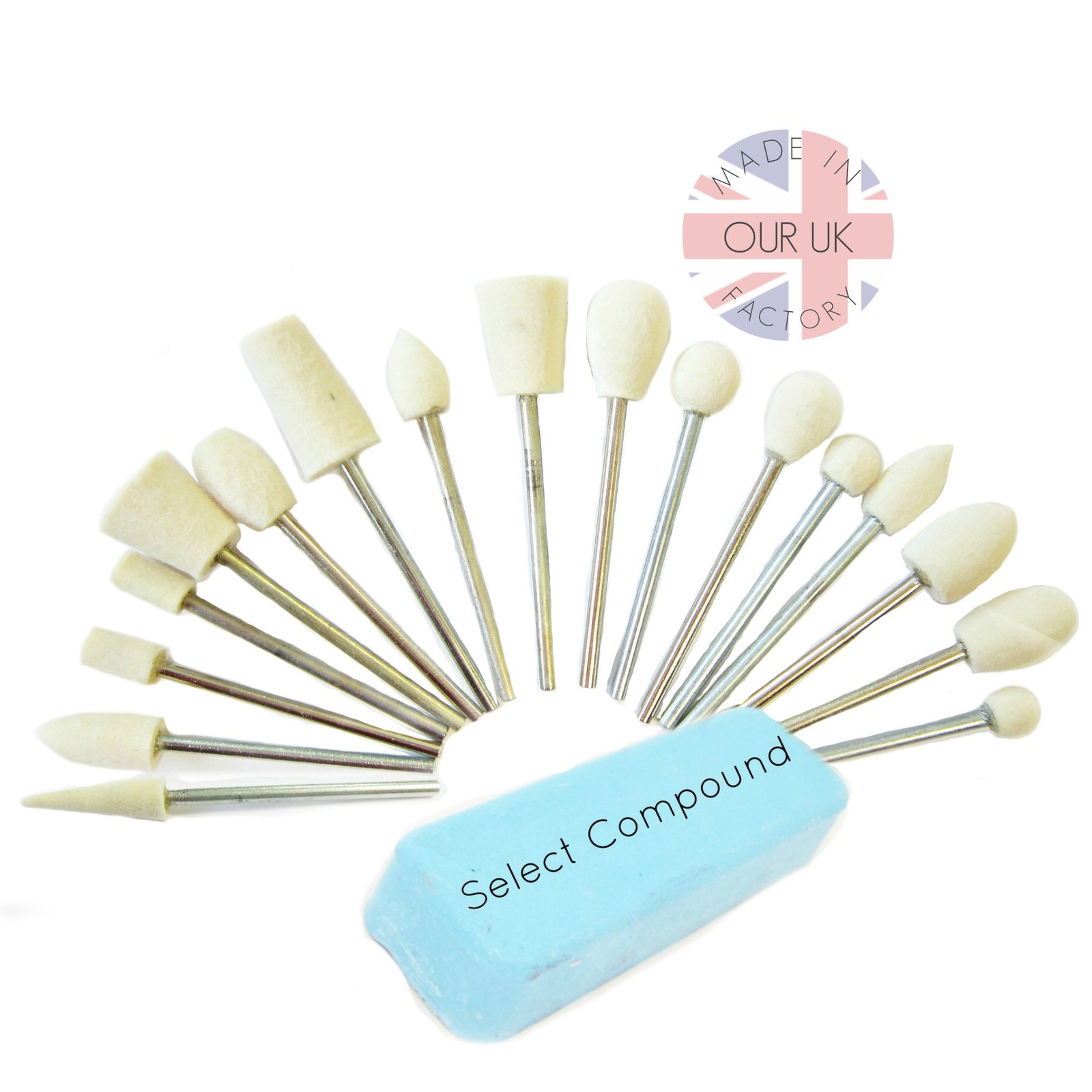 MOUNTED FELT JEWELLERY & DETAIL METAL POLISHING KIT 50 (CHOOSE YOUR