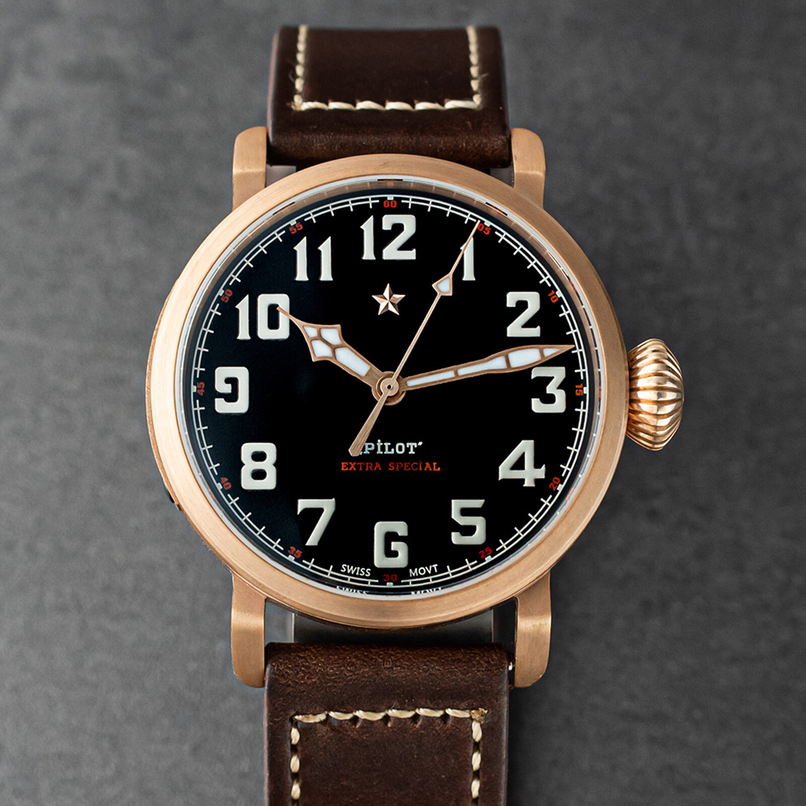 Pre-owned Sugess 42mm Pliot Master Genuine Cusn8 Bronze Mechanical Mens Watch Seagull 1963