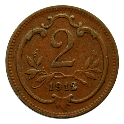1912 Austro-Hungarian Monarchy 2 Heller Coin, km2801 - Nice Coin  