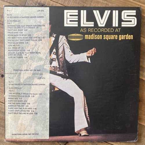 ELVIS PRESLEY - AS RECORDED AT MADISON SQUARE GARDEN LP - PROMO - TIMING STRIPS