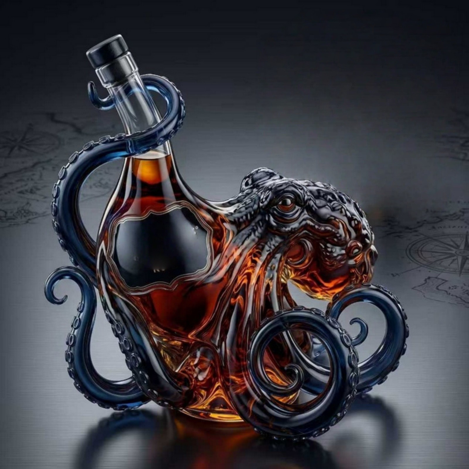 The Kraken Black Spiced Rum Octopus Whiskey Decanter 350ml
