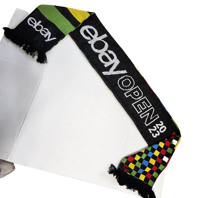 eBay Open 2023 Logo Fringe Scarf Checkered Roughneck green blue yellow red black