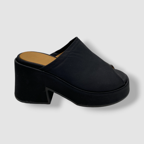$395 Ganni Women's Black Retro Recycled Platform Mule Slide