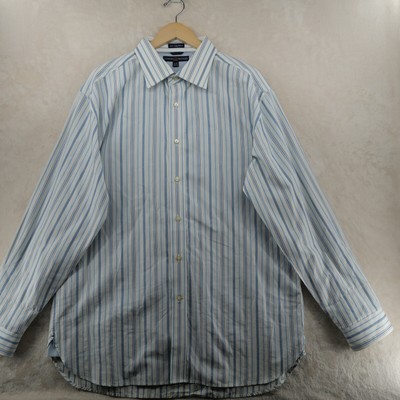 Tommy Hilfiger Men Size XL Striped 80's 2-Ply Cotton Long Sleeve Casual Shirt