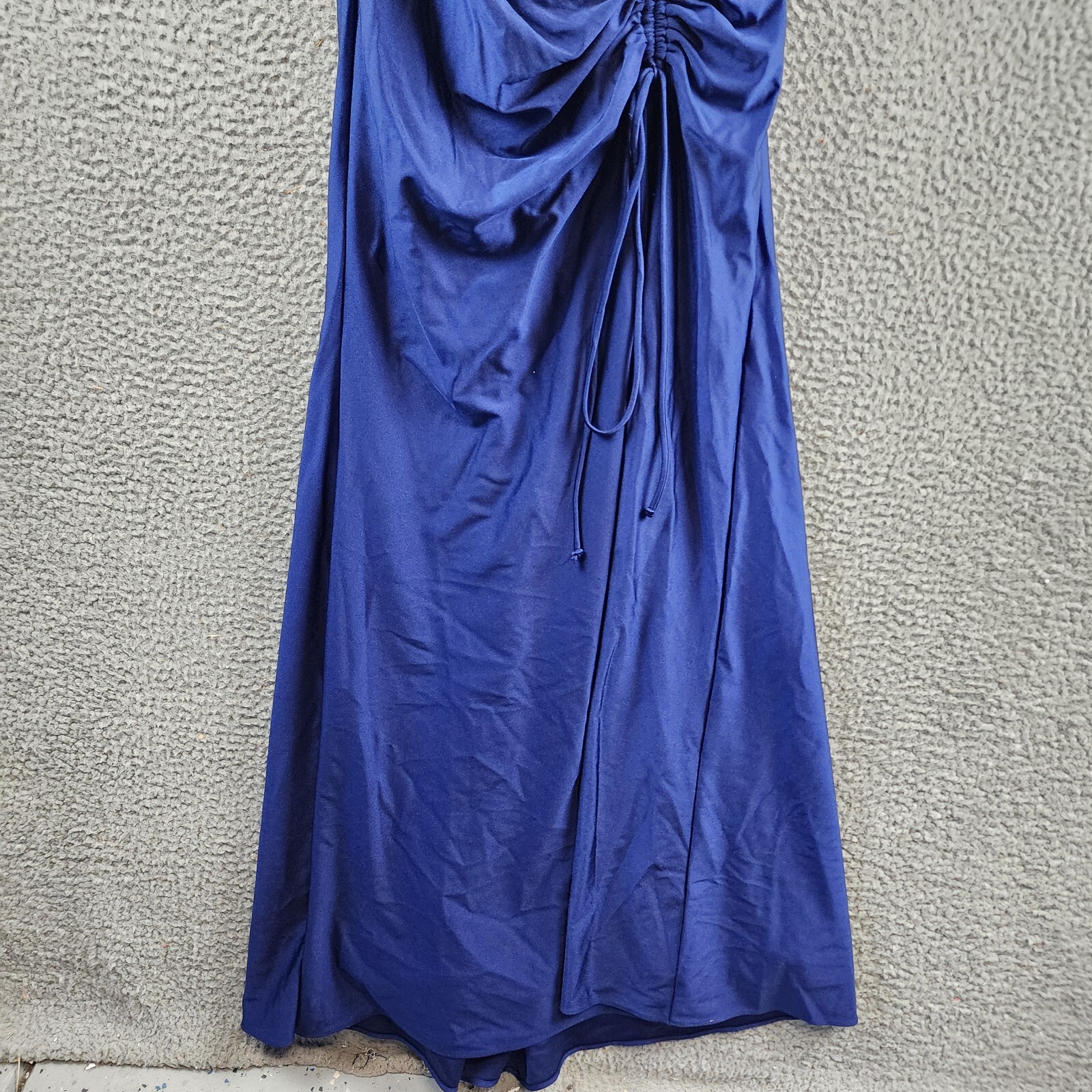 AQUA Ruched Halter Evening Dress Women's 0 Ink Open Back Sleeveless Zip Closure - Picture 5 of 15