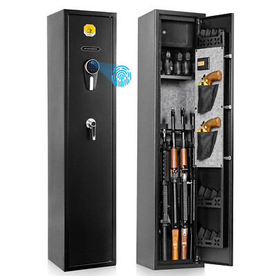 Biometric Fingerprint Rifle Gun Safe Quick Access 5-7 Gun Cabinet for Pistols US