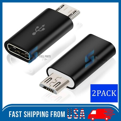 2 Pack USB 3.1 Type C Female to Micro USB Male Adapter Converter Connector USB-C