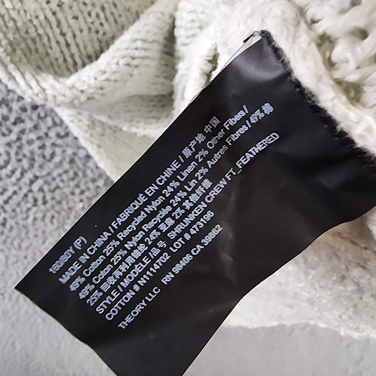 Theory Shrunken Crewneck Sweater Women's P Reed Ribbed Hem Linen Blend Pullover - Picture 11 of 14