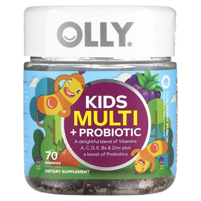 Kids Multi + Probiotic, Вкусный ягодный пунш, 70 жевательных конфет