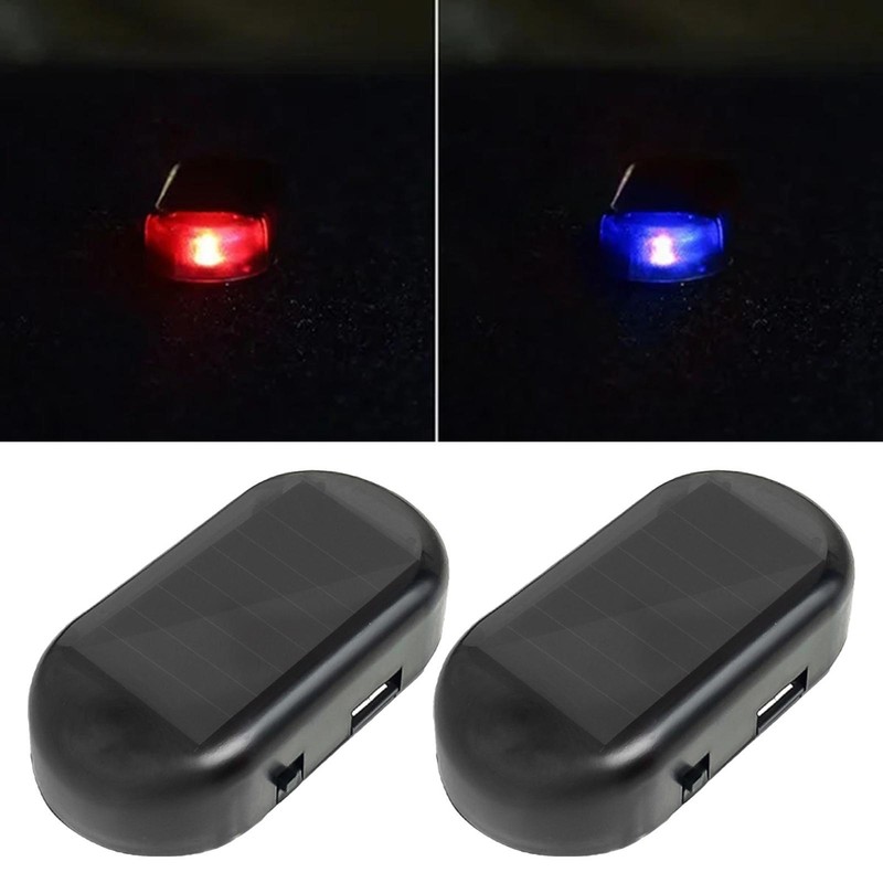 1/2PCS LED Solar Fake Security Light Optical Sensor Dummy Alarm Light for Car