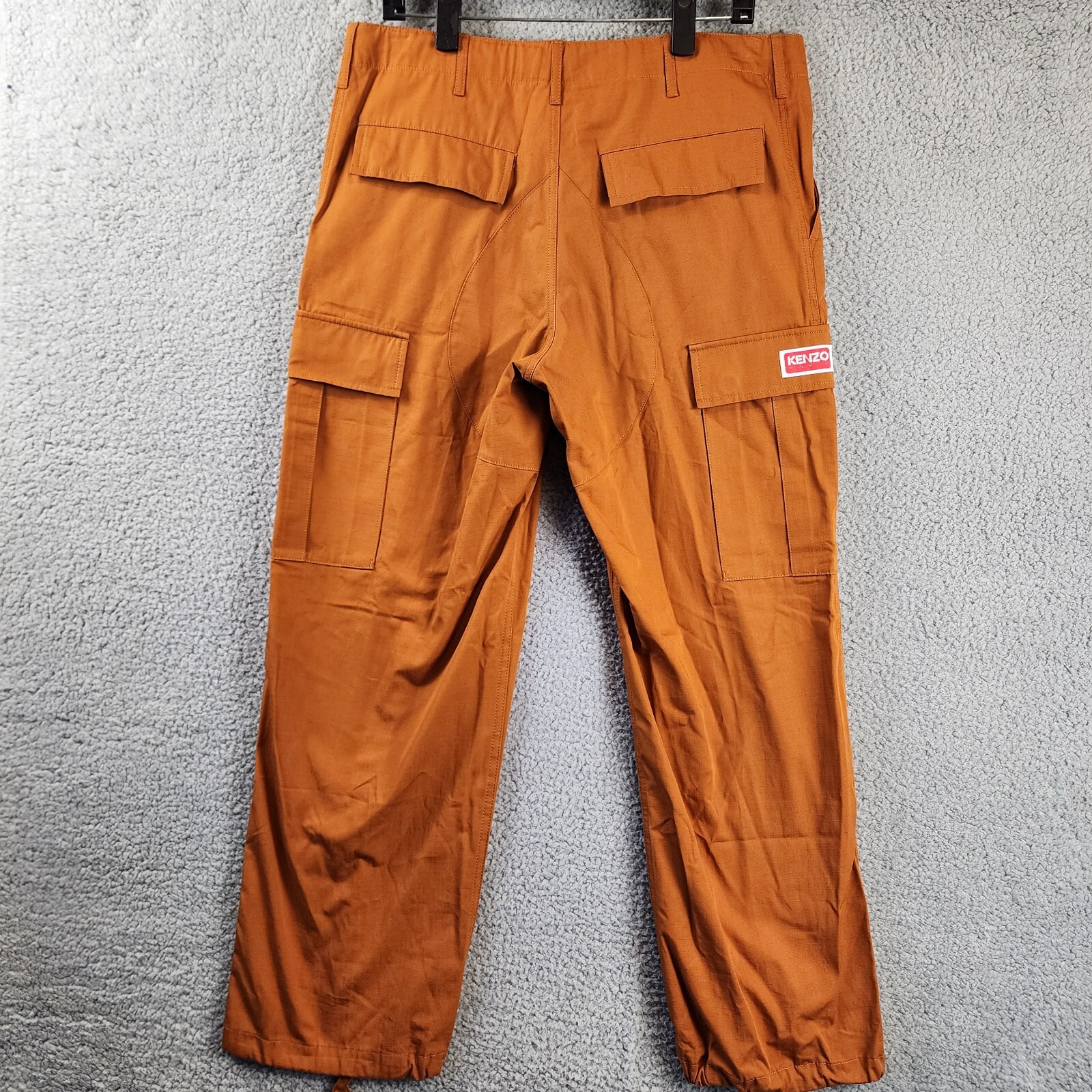 Pre-owned Kenzo Straight-leg Cargo Pants Men's 40 Brown Solid Pockets Button Zip Closure