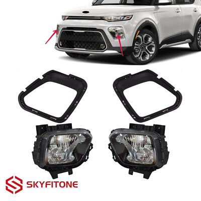 Fits Kia Soul 2020-2022 Halogen Headlight With Black Trim Molding 4PCS