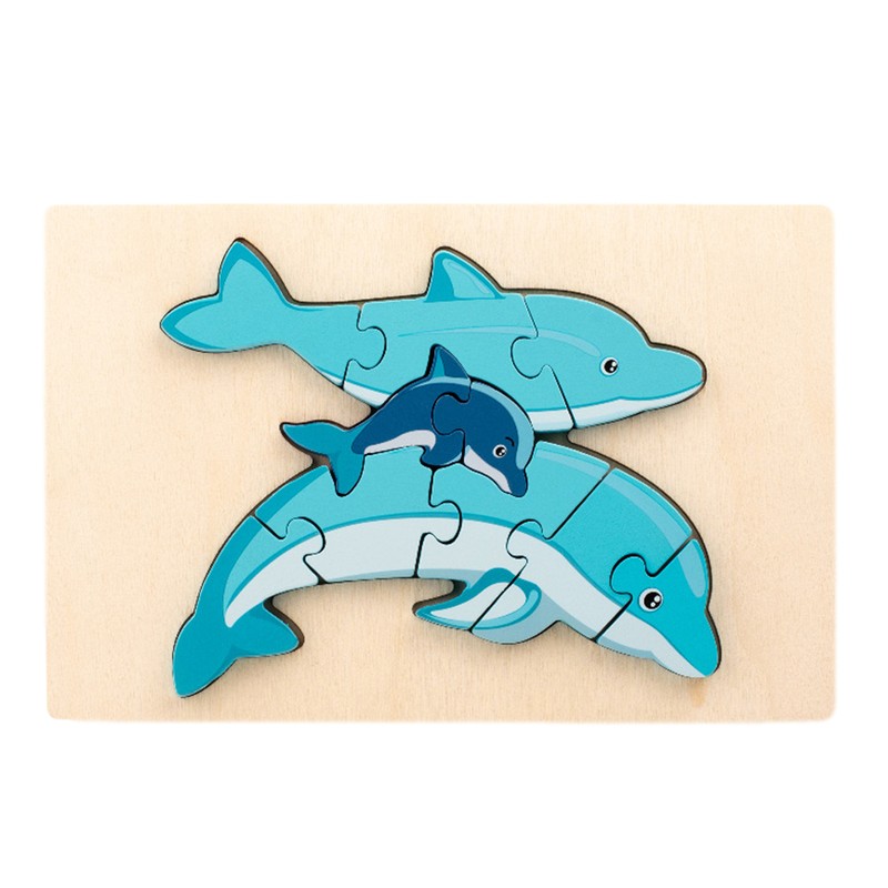 3D Puzzle Wooden Animal Jigsaw Toys Baby Learning Hand Grasp Board Toy Gifts