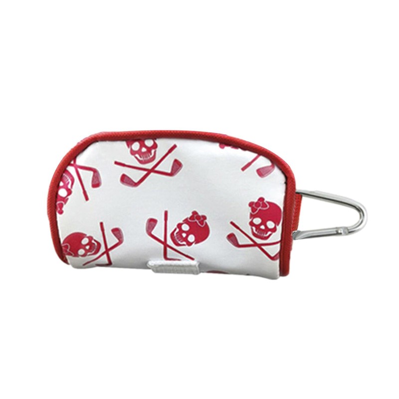 Mini Golf Balls Bag Skull Pattern PU Leather Waist Pouch