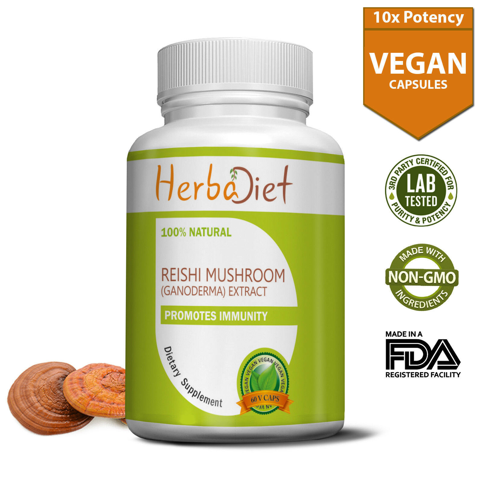 Reishi Mushroom Lingzhi Ganoderma Lucidum Extract 500mg 120 Capsules Longevity
