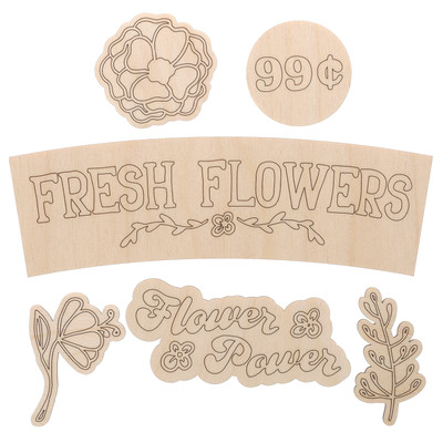 Hampton Art - Crate Decor Themed Pack, Flower Power,  6pc, Unfinished Wood