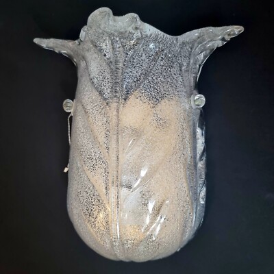 New Vintage Murano Graniglia Sylcom Art Glass Shell Tulip Sconce Wall Lamp Italy