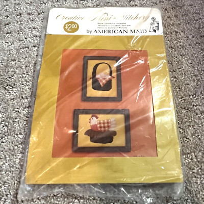 American Maid Mini-Stitchery Kit Farm Eggs Basket Farmhouse Cottage 5 x 7 Size