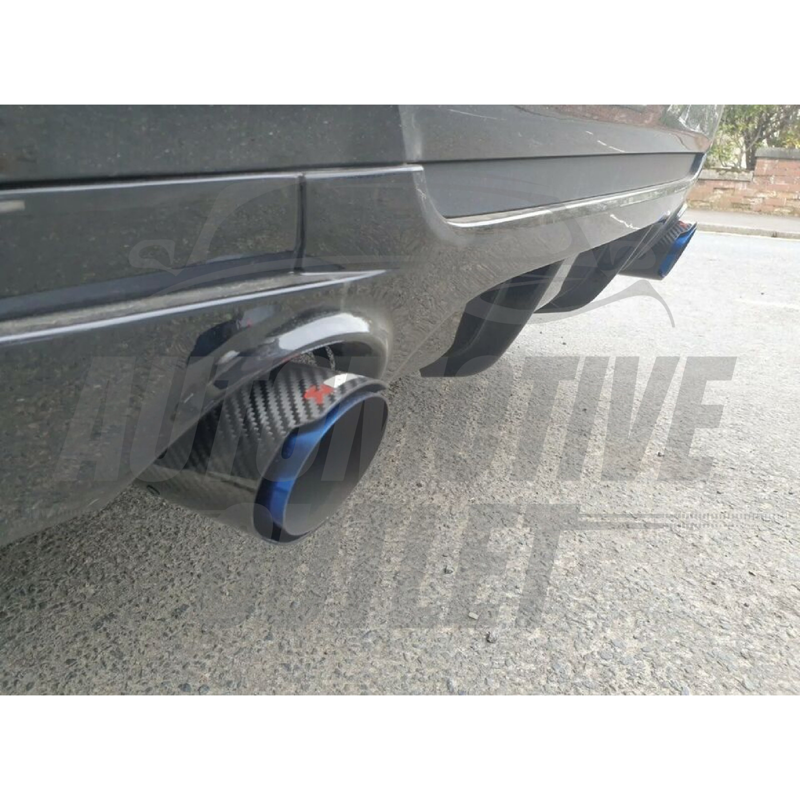 2X AKRAPOVIC EXHAUST TIPS 4.5" OUTLET BLUE & BLACK CARBON FIBRE UNIVERSAL 16