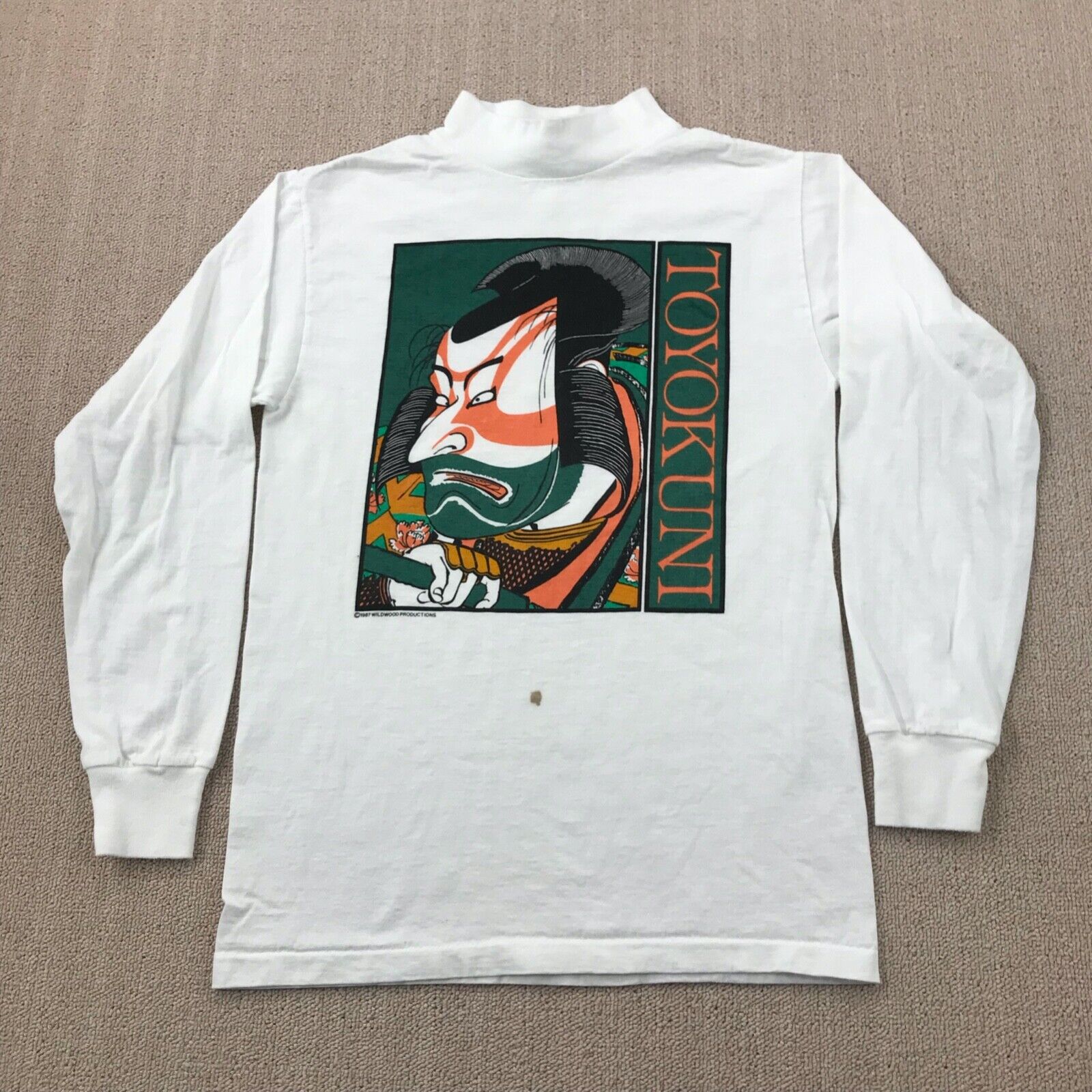 VINTAGE Japanese Art Shirt Mens Medium White Toyokuni 80s VINTAGE Japanese Art Shirt Mens Medium White Toyokuni 80s