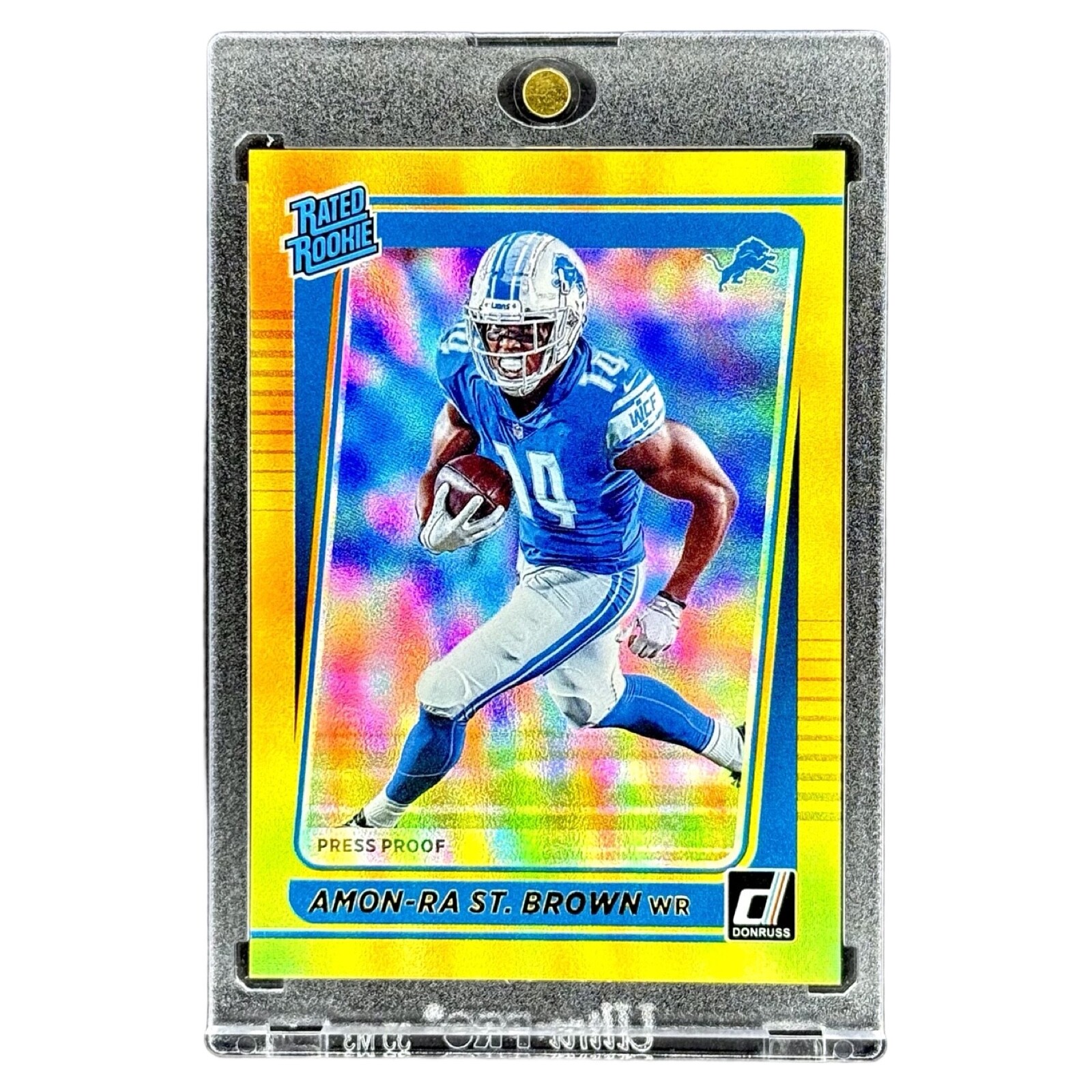 Amon-Ra St. Brown Rookie RC Gold Press Proof Refractor SP Lions Card w/Case 🔥