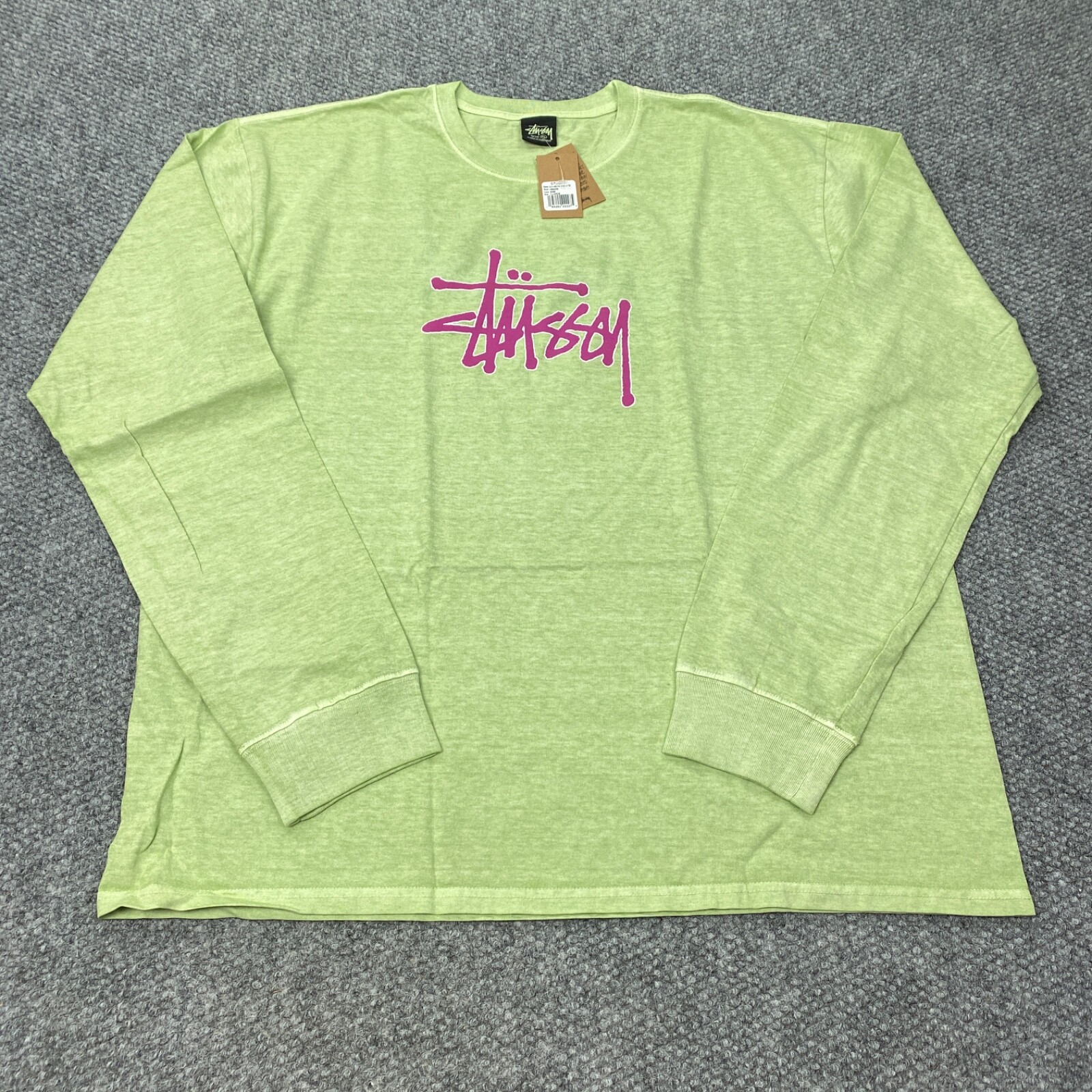 Stussy Outlined LS Tee Mens XL Sage Green Pigment Dyed NWT