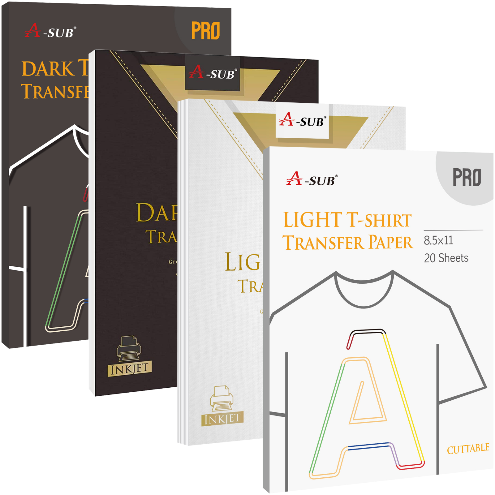 Lot 20-100 A-sub Inkjet Printable Iron on Heat Transfer Paper for Dark + Light