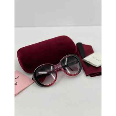 Pre-owned Gucci Gg Oversized Round Logo Sunglasses Womens Pink Black Gg0368s Retro 70s 80s In Purple
