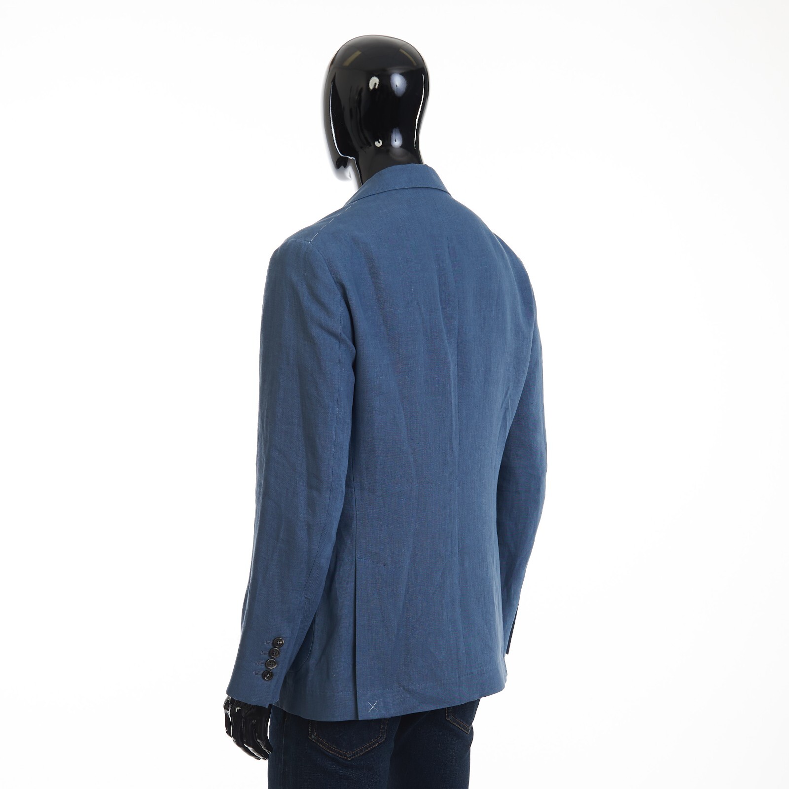 Pre-owned Brunello Cucinelli 3895$ Deconstructed Blazer Jacket Patch Pockets Indigo Linen In Blue