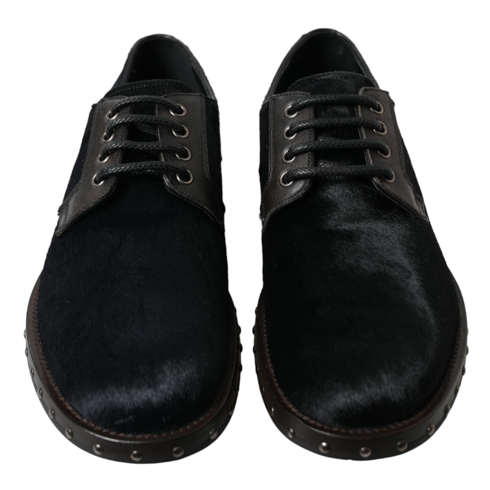 Pre-owned Dolce & Gabbana Shoes Dress San Pietro Black Stable Fur Derby Eu42 /us9 1120usd