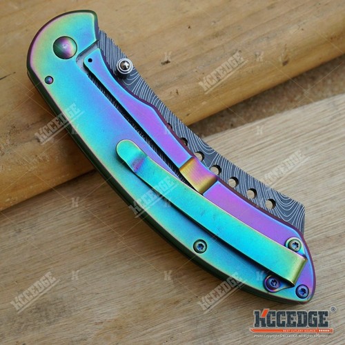 8" RAINBOW BUCKSHOT CLEAVER POCKET FOLDING KNIFE SHAVER STYLE RAZOR BLADE