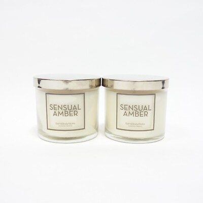 Bath Body Works 2 Sensual Amber Single Wick Scented Candle 4oz Tester Unburned