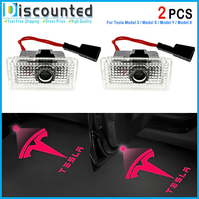 2x For Tesla Model 3 Y Car Door Lights HD Projector Puddle Shadow Welcome Lights