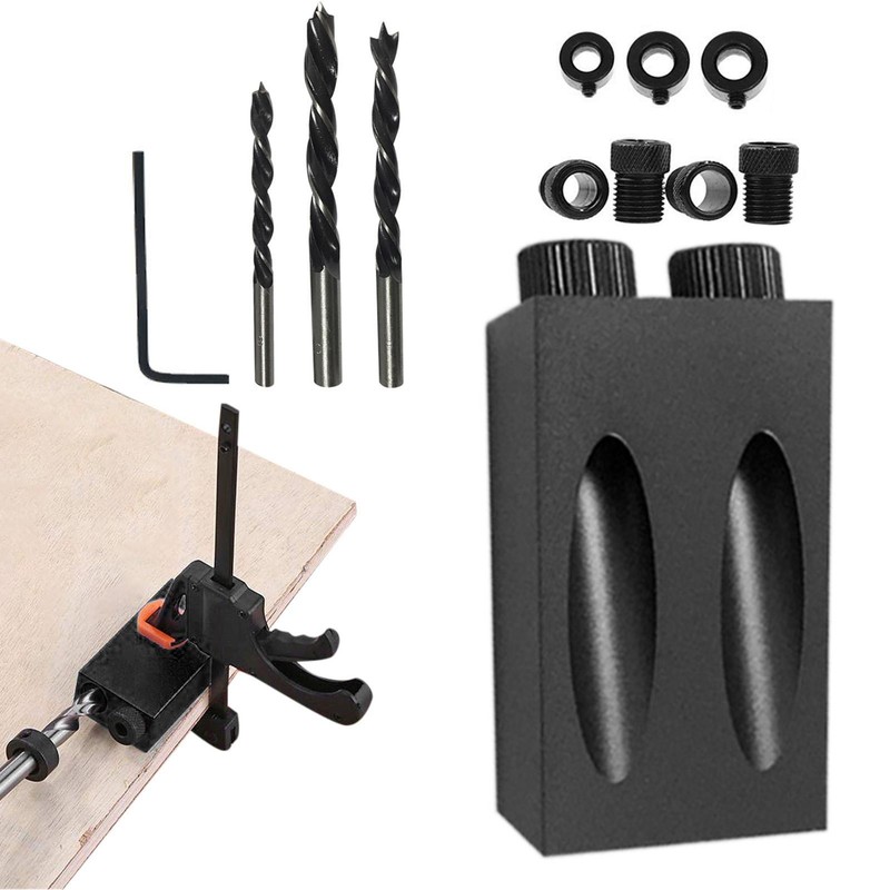7/14PCS Pocket Hole Screw Jig 15 Degrees Dowel Drill Joinery Kit Carpenter Wood