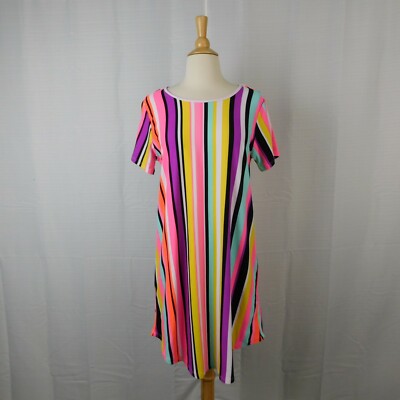 Bobbie Brooks Stripe Printed Short Sleeve Shirt-Dress - Large #2715