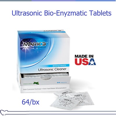 Dental MARK3 ULTRASONIC CLEANER Enzymatic TABLETS BX of 64 Tabs, EXP 07/2026