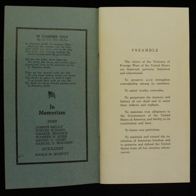 1941 Souvenir Program Col. Brodhead Post 2269 VFW Veterans of Foreign Wars #2