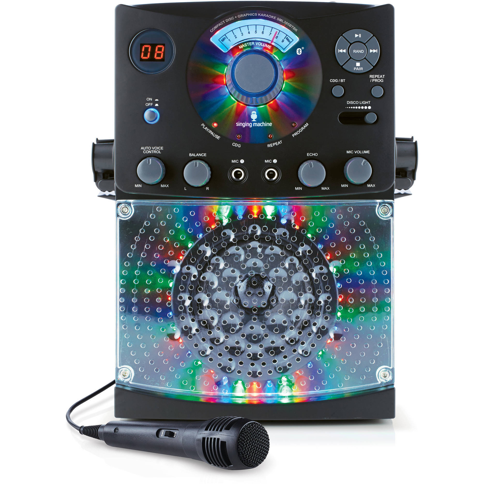 Bluetooth Karaoke System Singing Machine with CD+G Microphone Kids Party Black