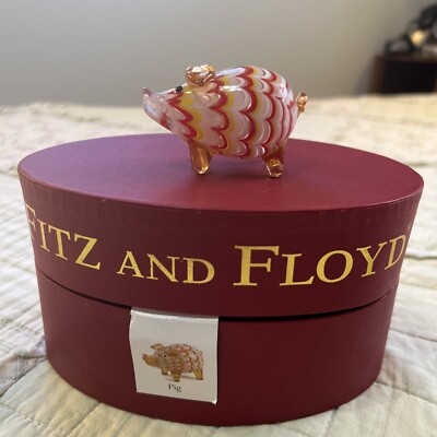 Fitz and Floyd Glass Menagerie Pig 43/102. New In Box Retired 2003