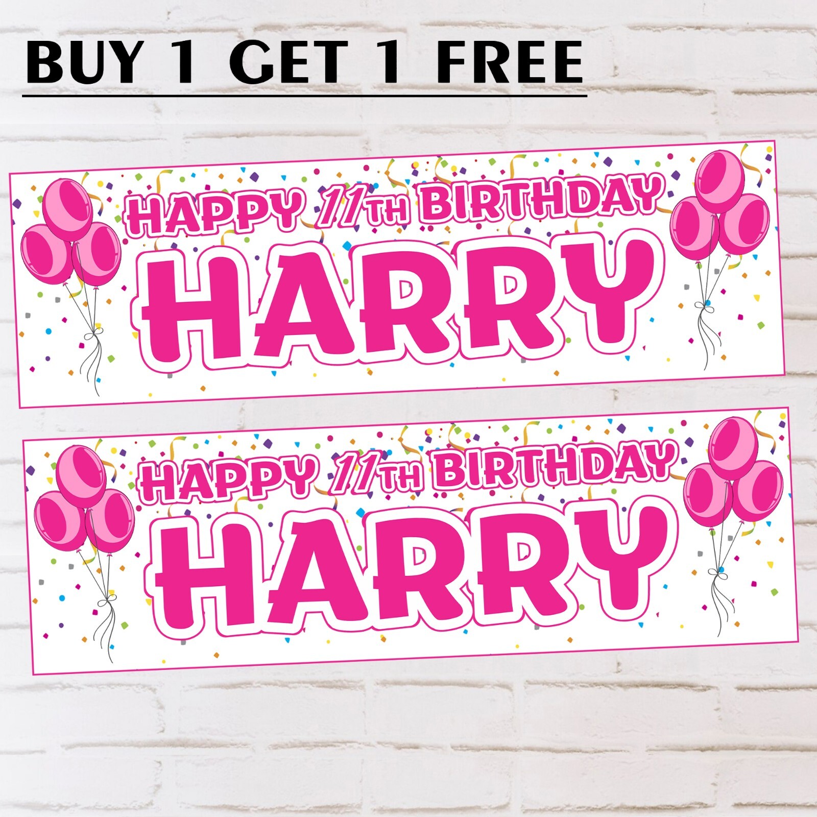 2x Personalised Birthday Banners Happy Birthday Any Name & Age Party Decoration
