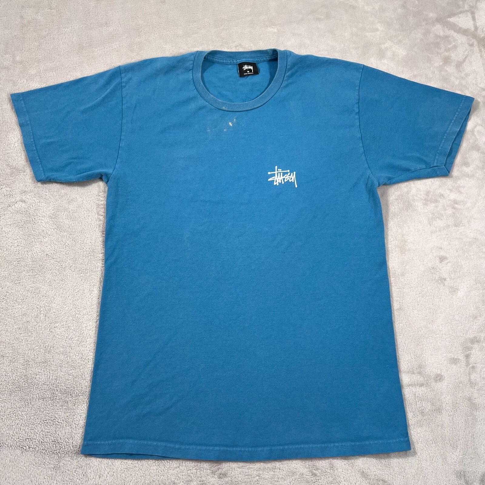 トップス Stussy cotton shirt Stussy Shirt Mens Size Medium Blue Faded Short Sleeve