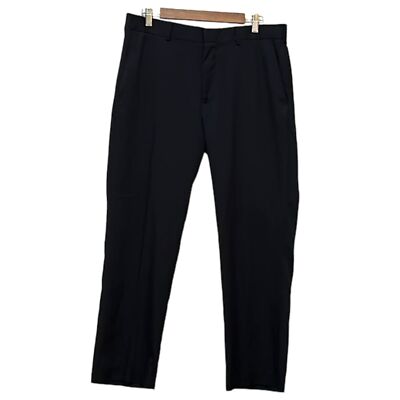 Active Pants Mens Size 34/29 Black Trousers Straight Leg Pleated