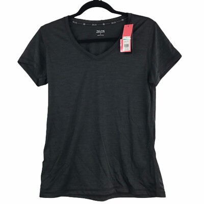 Zelos Shirt Womens Small S Athletic Top Black V-Neck Lightweight Workout NWT