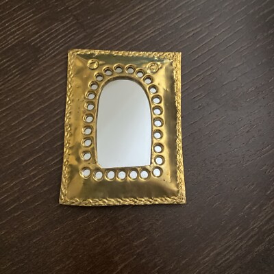 Small Mirror Square For Wall Decor, Morocco Handmade Brass Mirror