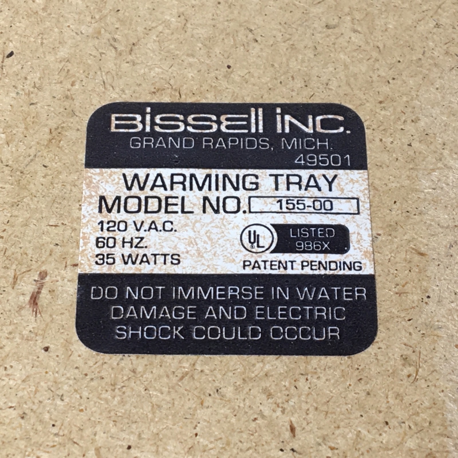 Bissell Vintage Warming Tray Mini Hot Plate Trivet Brown 35 Watts Model 155-00