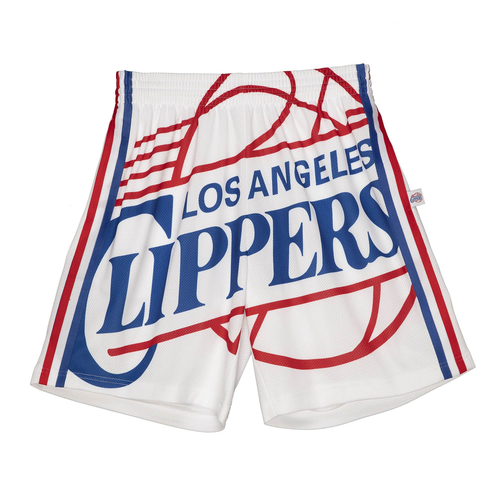 Mitchell & Ness White НБА Los Angeles Clippers Big Face 2.0 Blownout Shorts