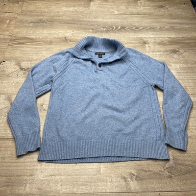 Banana Republic Sweater Mens Large Blue Recycled Wool Italian Yarn Mock Neck L