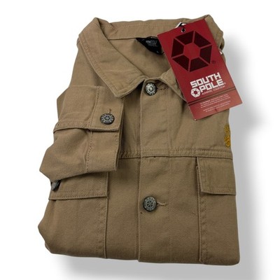 Southpole Mens Khaki Cotton Graphic Embroidered Streetwear Jacket SP7002FW L NWT
