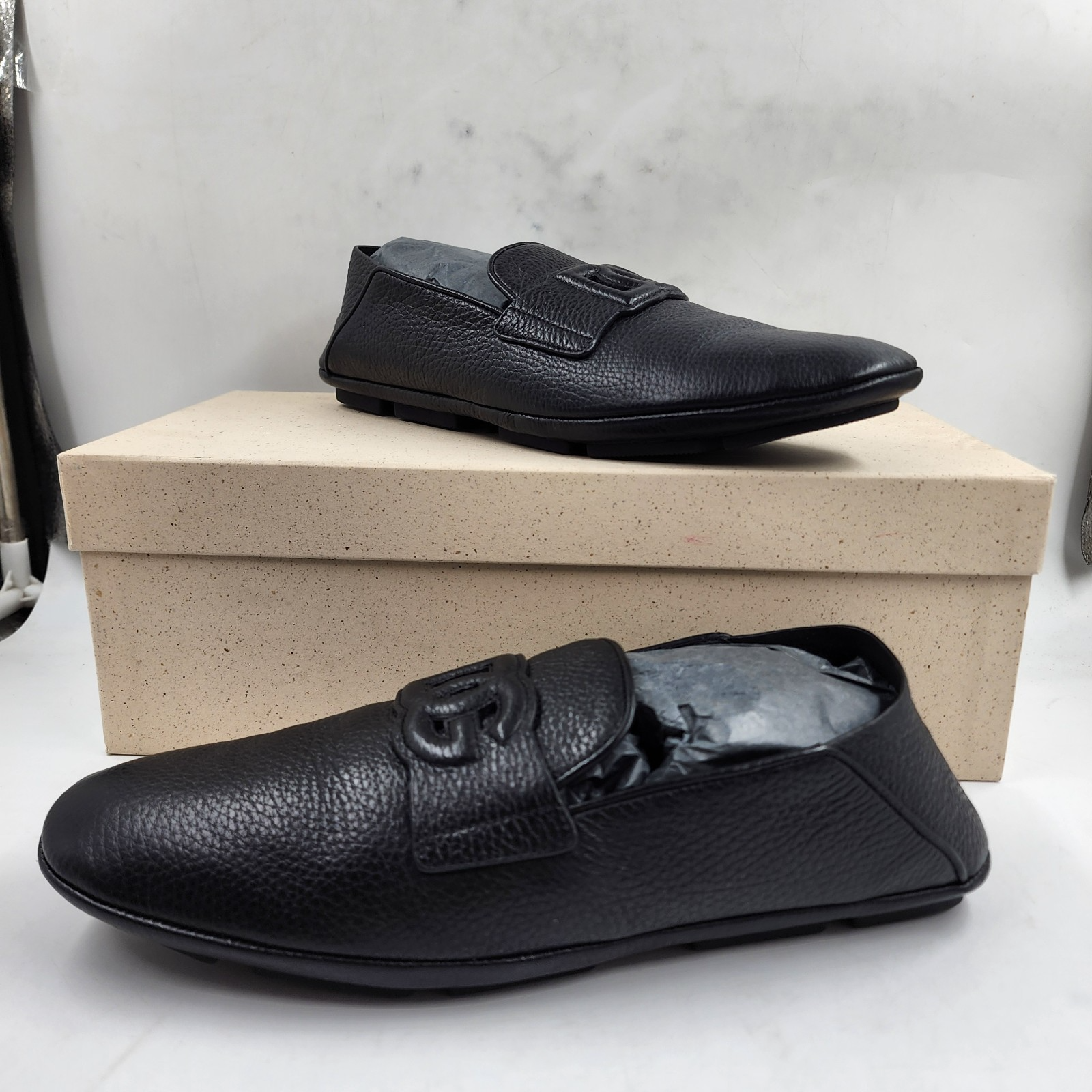 Dolce & Gabbana Leather Driver Loafers Men's 42.5 Black Slip On