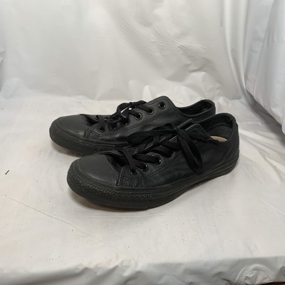 black leather chuck taylors low top